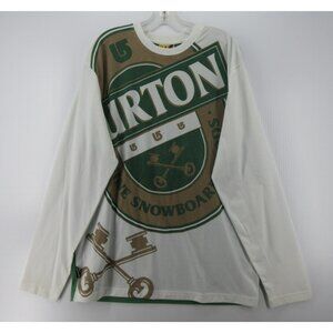 Burton Shirt Large White Snowboard Spell Out Graphic AOP Base Layer